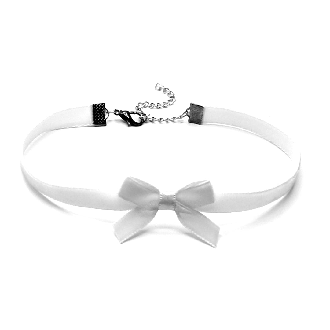 White Velvet Bow Choker