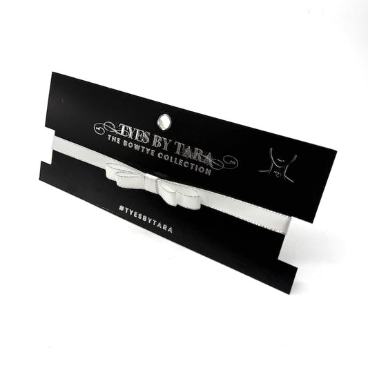 Queen White Bow Choker on Black Card