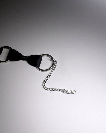 Runaway Black Bow Choker with silver metal o rings with extender and tyes by tara logo tag