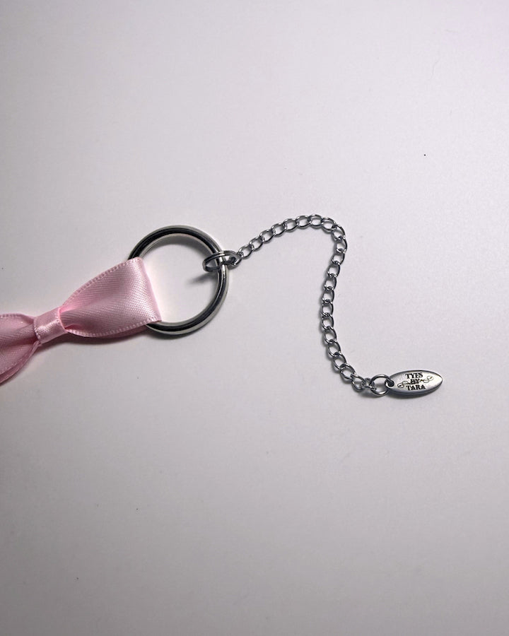 Runaway Pink Bow Choker with logo tag detail