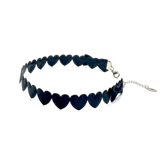 black heart choker side view showing extender chain