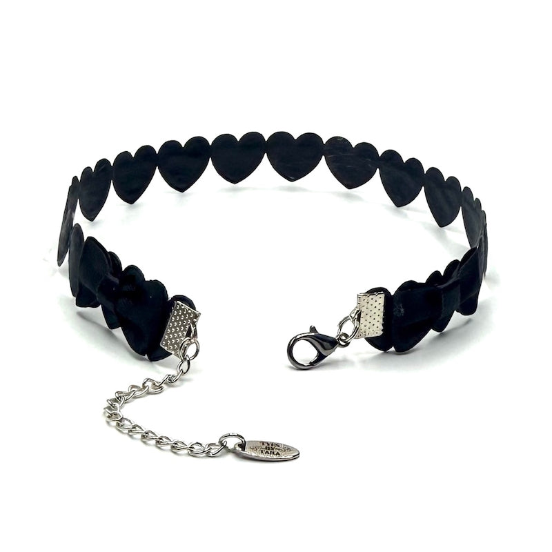back view of sweetheart black heart choker