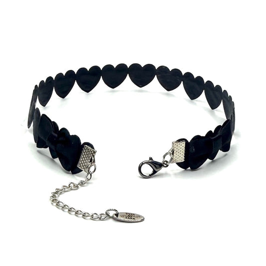 back view of sweetheart black heart choker