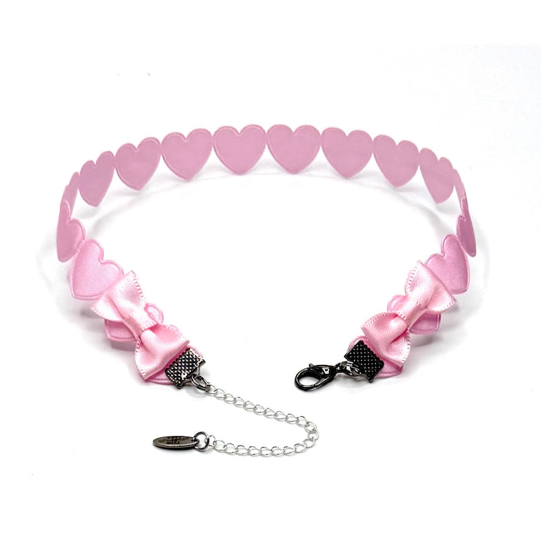 Bow View Pink Heart Choker
