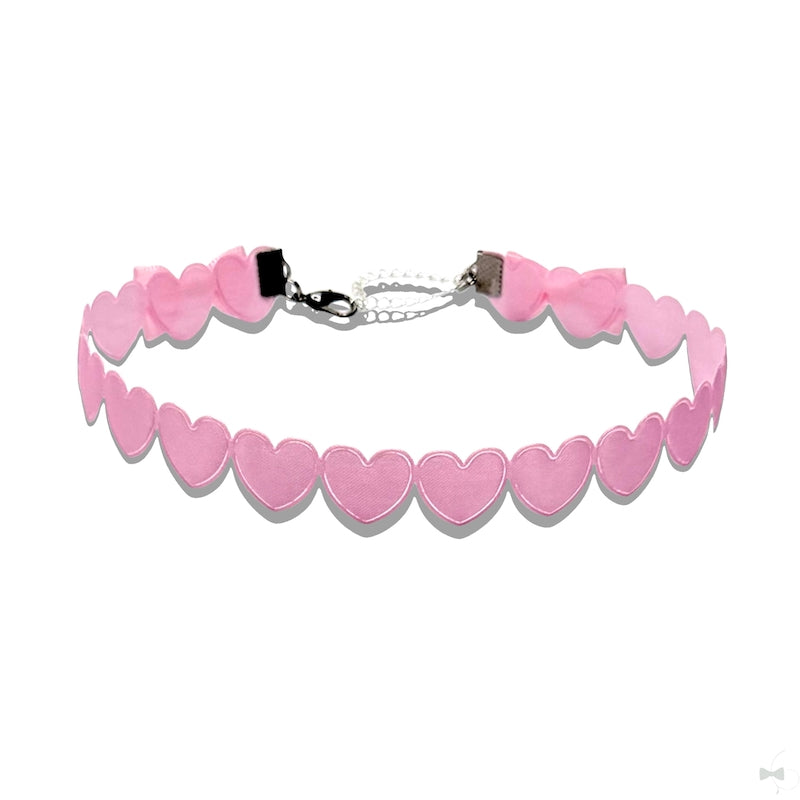 sweetheart pink heart bow choker 
