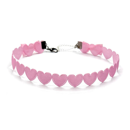 Sweetheart Pink Heart Choker