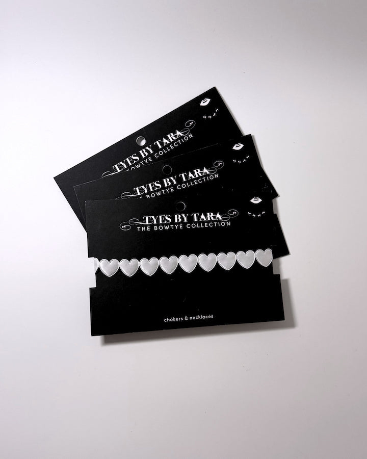 White Heart Choker on Black Cards 3 Pack