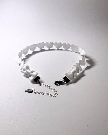 White Heart Choker on Black Cards Back View