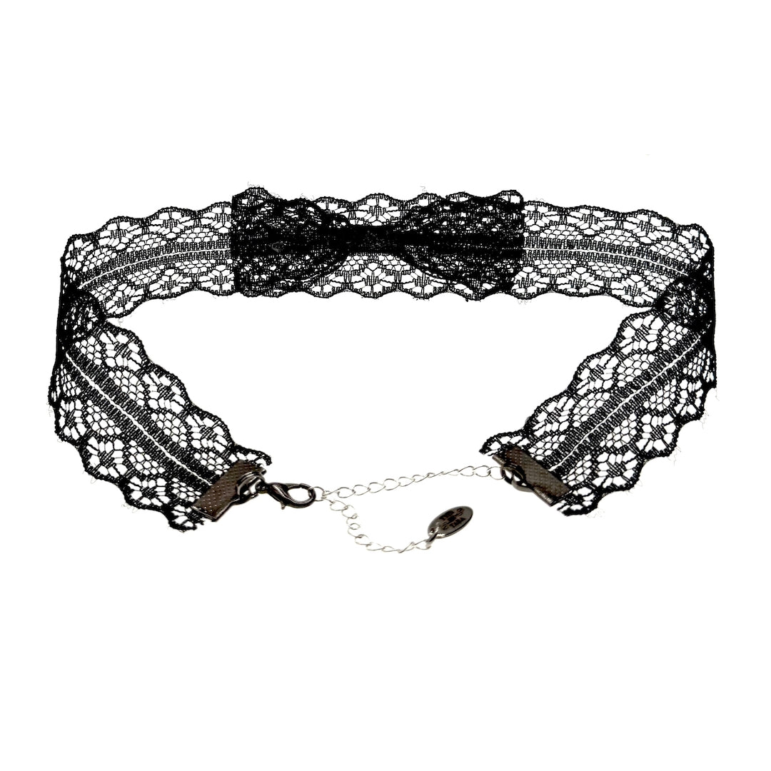 Siren Black Lace Bow Choker Back View 