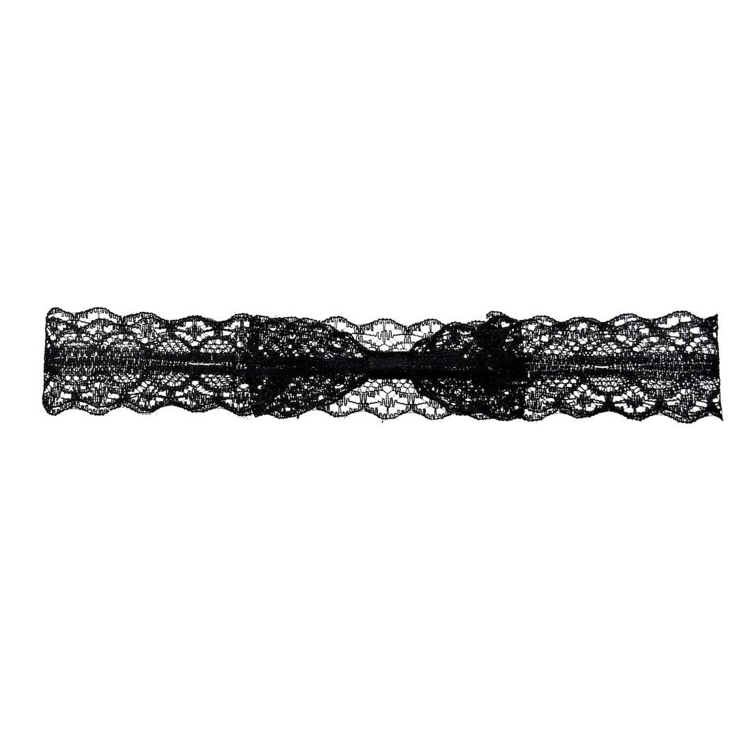 Siren Black Lace Bow Choker Front View 