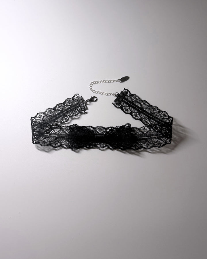 Siren Black Lace Bow Choker 