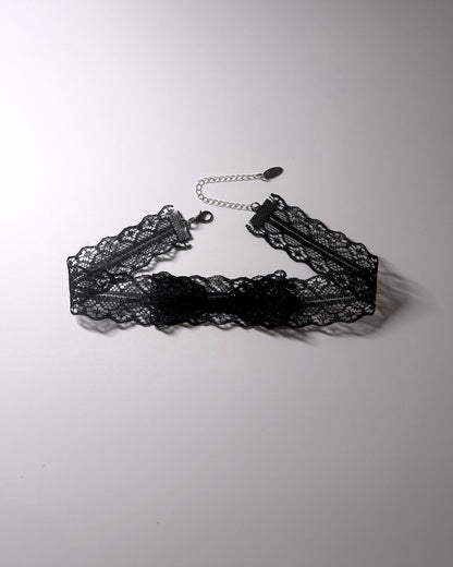 Siren Black Lace Bow Choker 