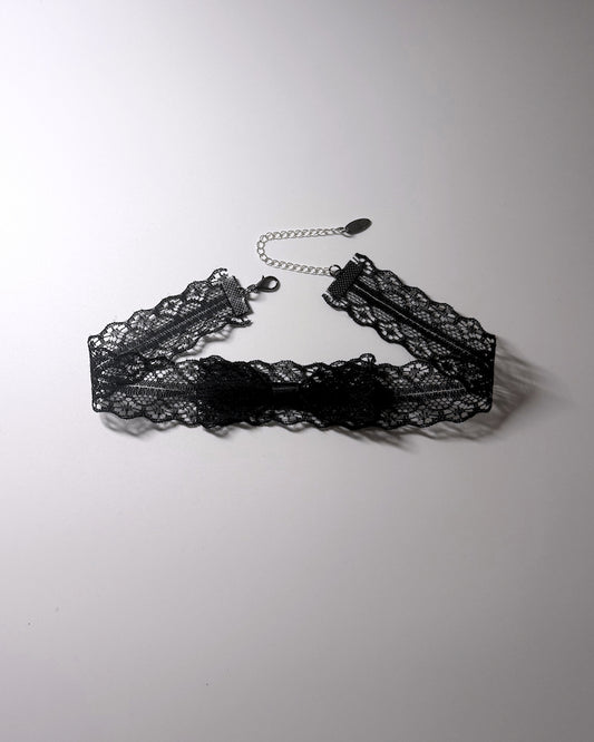 Siren Black Lace Bow Choker 