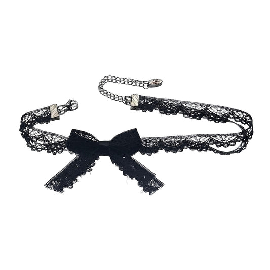 Black Lace Bow Choker