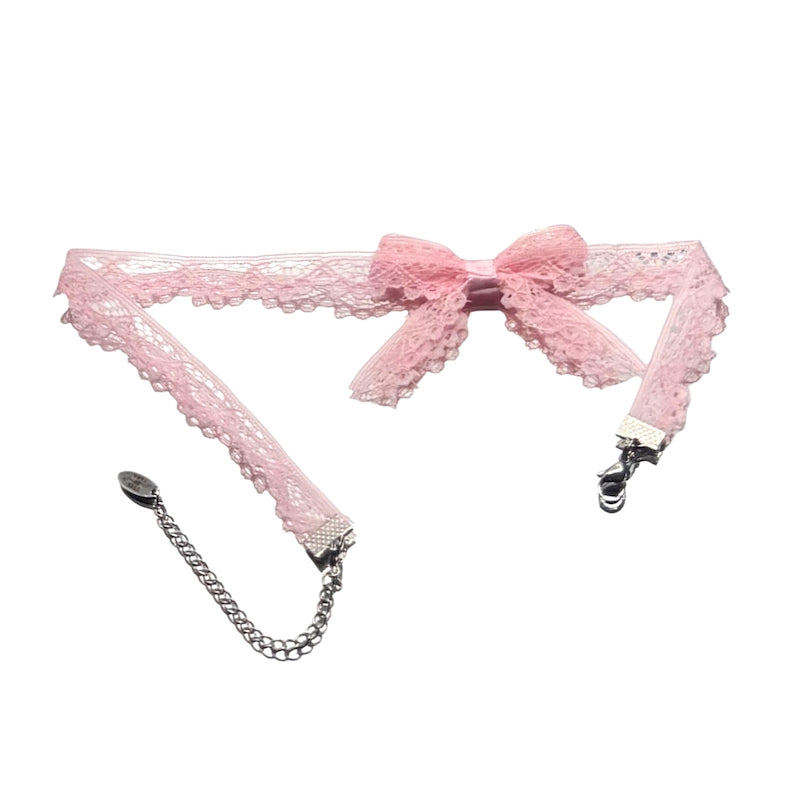 Pink lace choker back view