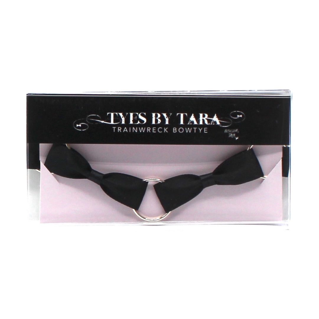 Black Bow Choker with Silver Loops in Black and Pink Box