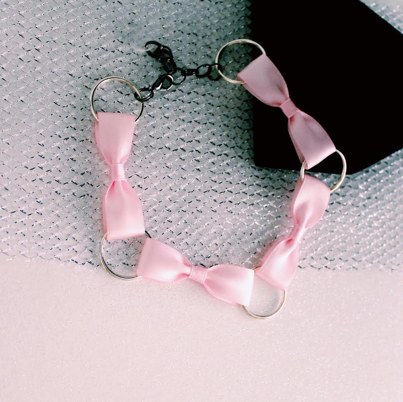 Pink Choker with Silver Loops 