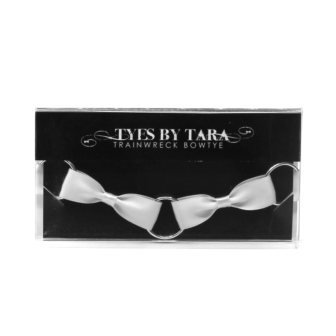 Trainwreck White Bow Choker with Silver Loops