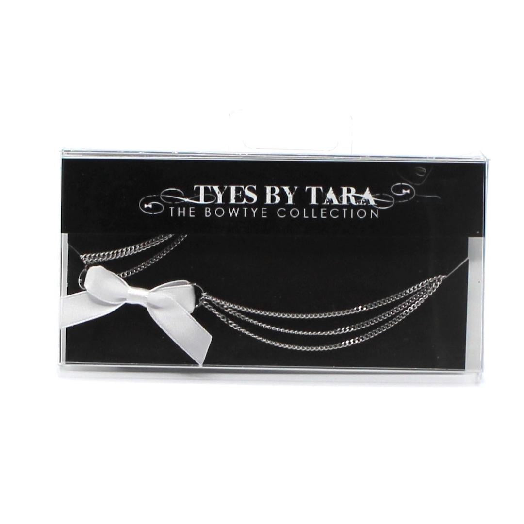 Vice White Bow Necklace with Silver Layered Chain in Black Box