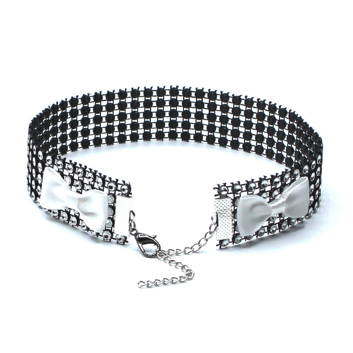 Diamond Sparkly Choker with White Bows