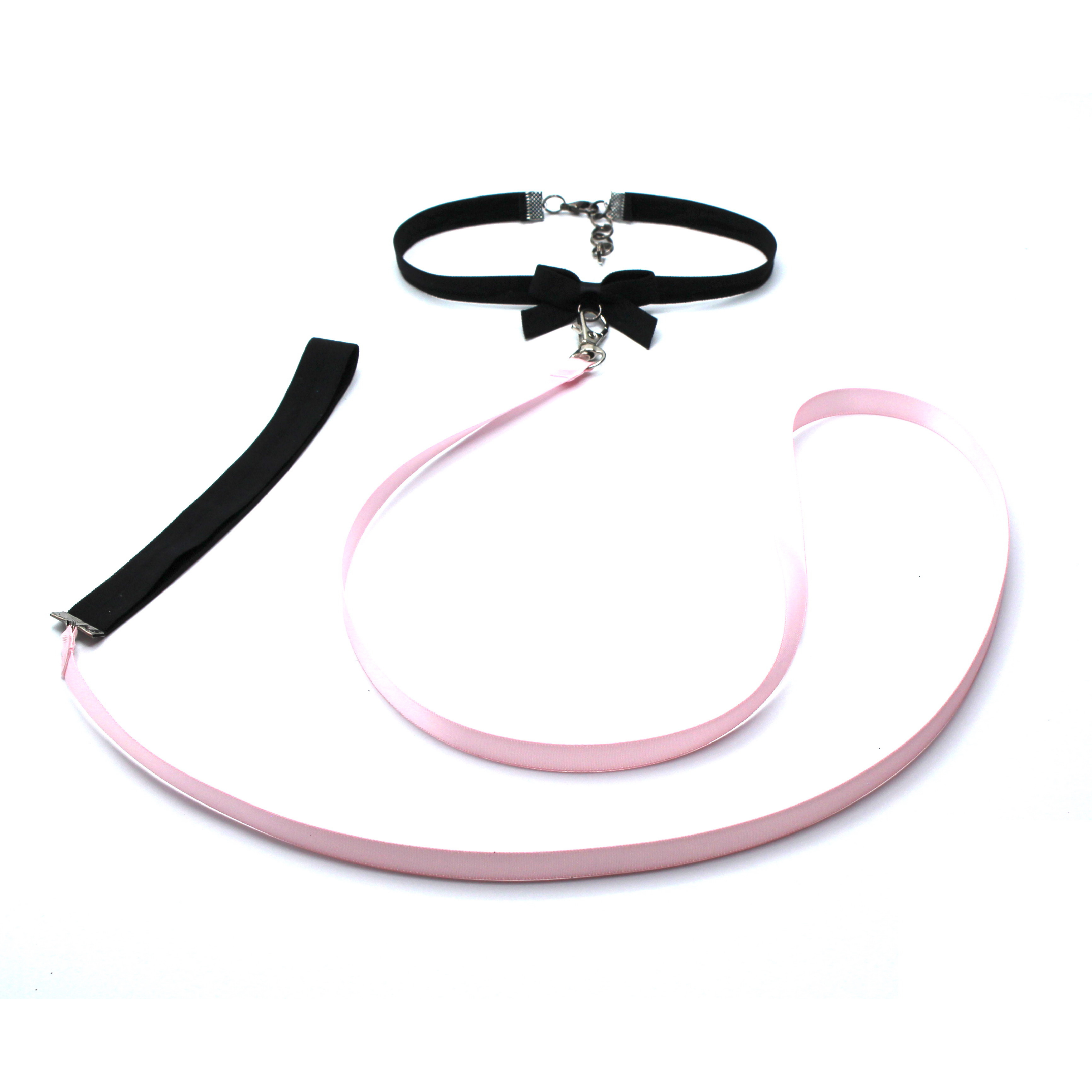 Black and Pink Collar and Leash
