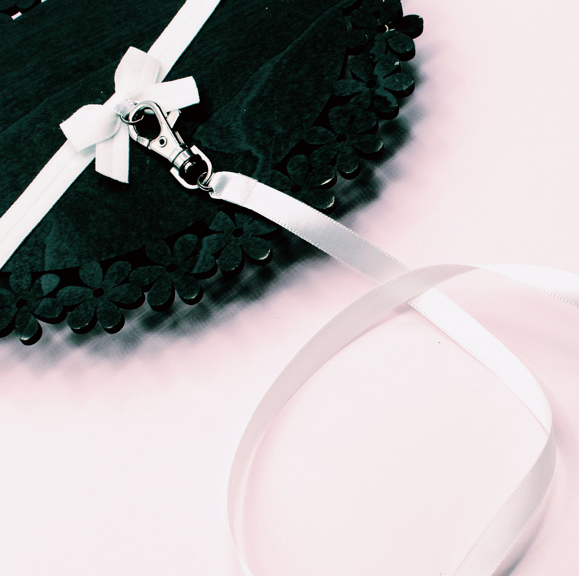 White Kinkette Collar and Leash Flatlay