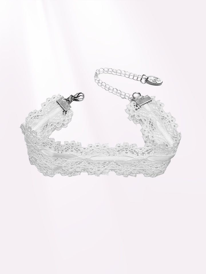 Chantilly White Lace Bow Anklet 