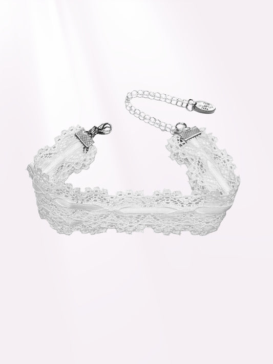 Chantilly White Lace Bow Anklet 