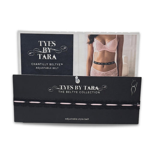 Chantilly Black Lace Bow Belt Display