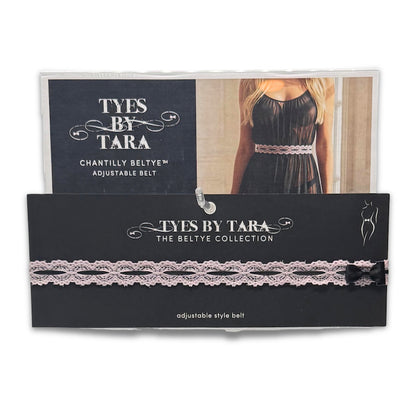 Chantilly Pink Lace Bow Belt on Display