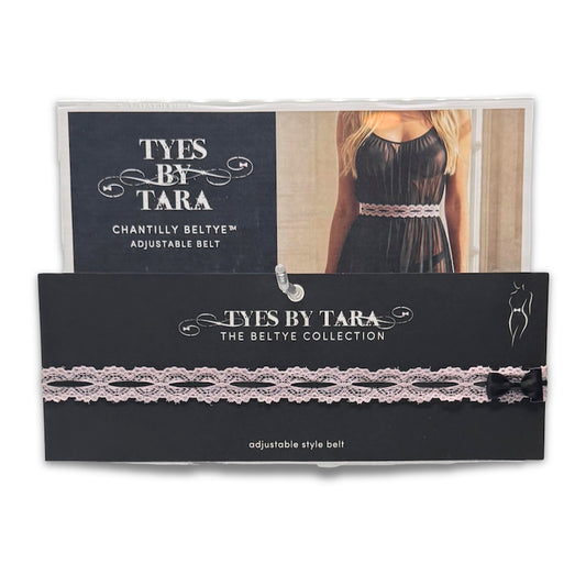 Chantilly Pink Lace Bow Belt on Display