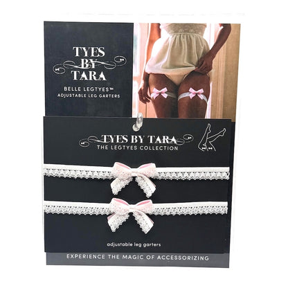 Belle White Leg Garter Display on White Background