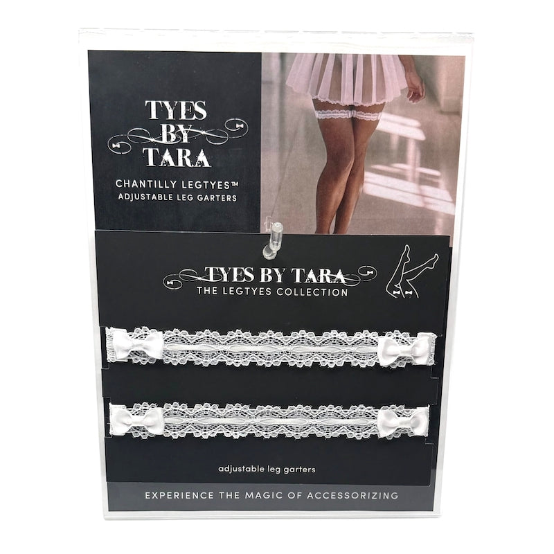Chantilly White Lace Leg Garters Display