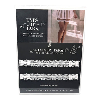 Chantilly White Lace Leg Garters Display