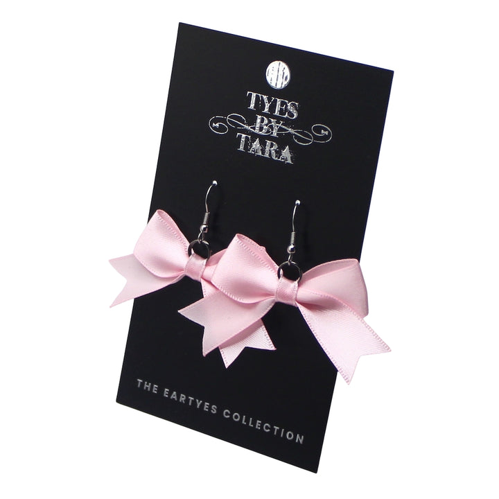 Pink Bow Earrings on Black Card