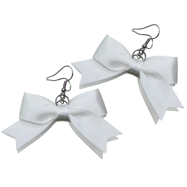 Bombshell White Bow Earrings