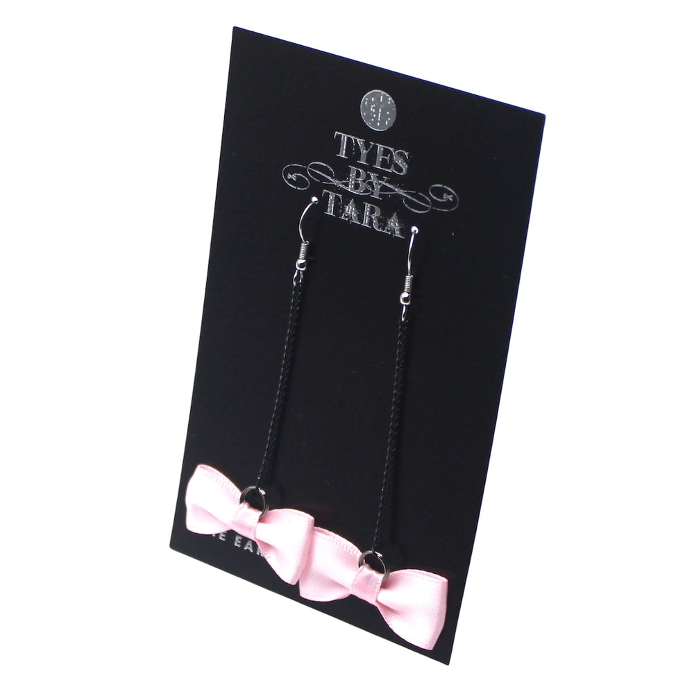 Pink Secrets Bow Earrings on Black Cards