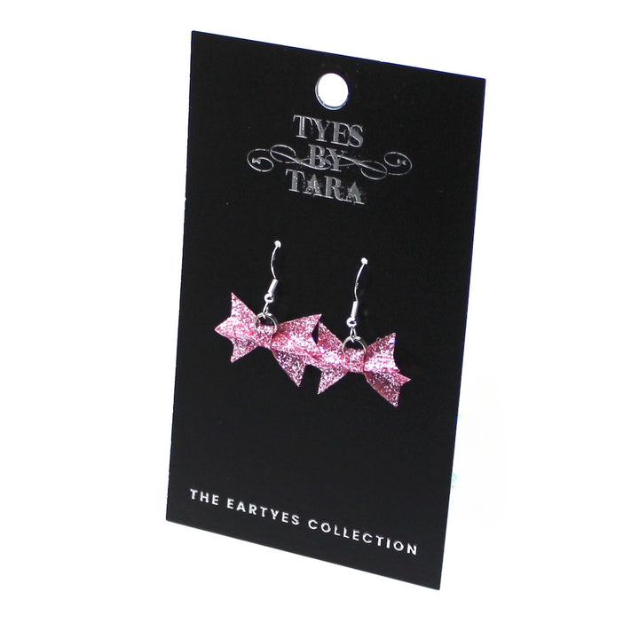 Pink Sparkly Star Bow Earrings