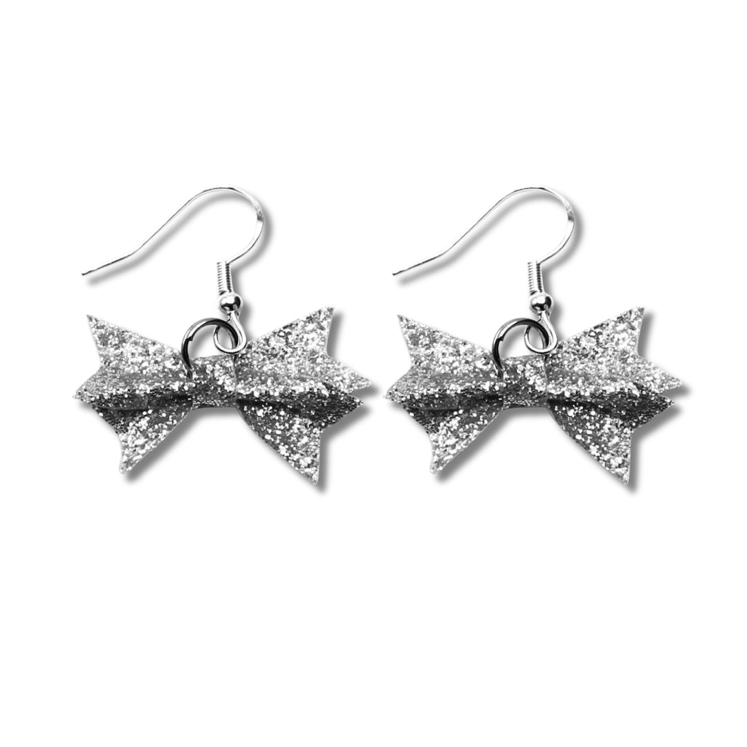 Silver Glitter Star Tye Earrings