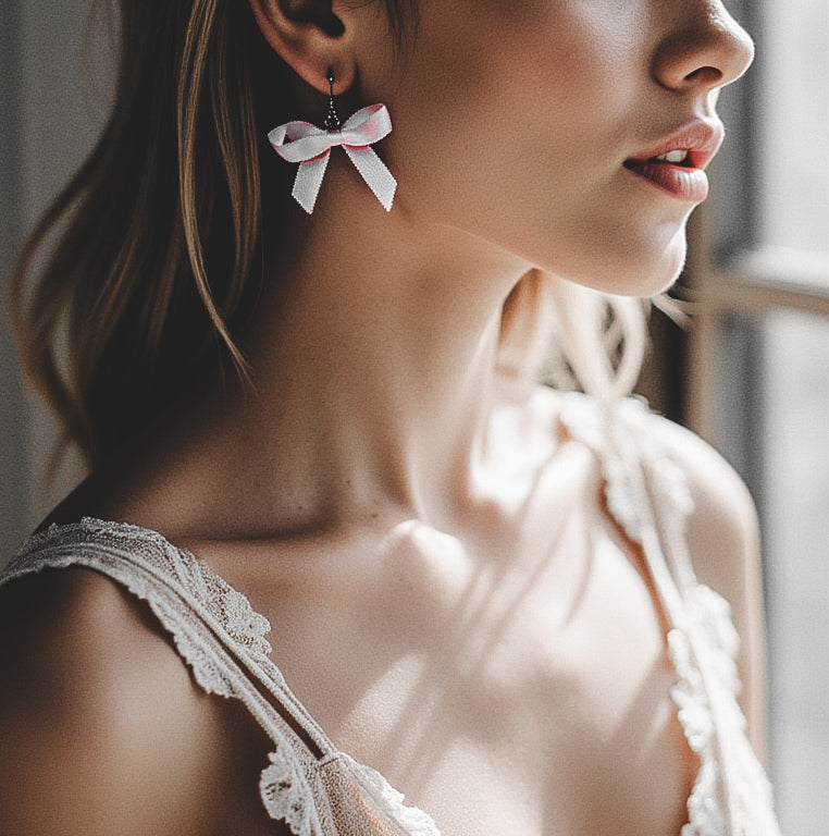 XO Pink Bow Earrings