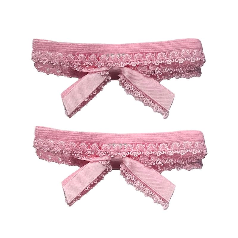 Pink Bow Heel Straps Back View