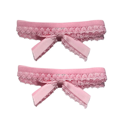 Pink Bow Heel Straps Back View