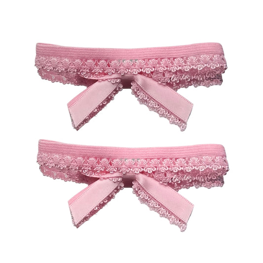 Pink Bow Heel Straps Back View