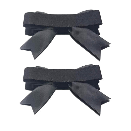 Back View of Bombshell Black Bow Heel Straps