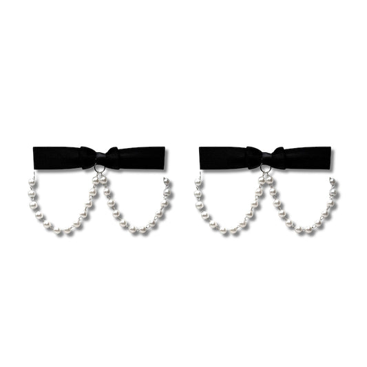 Centerfold Pearl Heel Straps with black elastic band