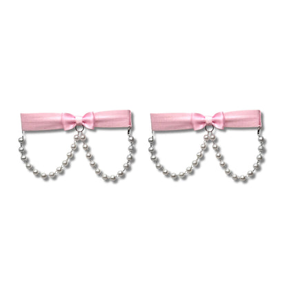 centerfold pearl heel straps with pink elastic band