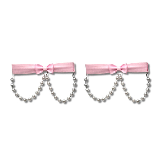 centerfold pearl heel straps with pink elastic band