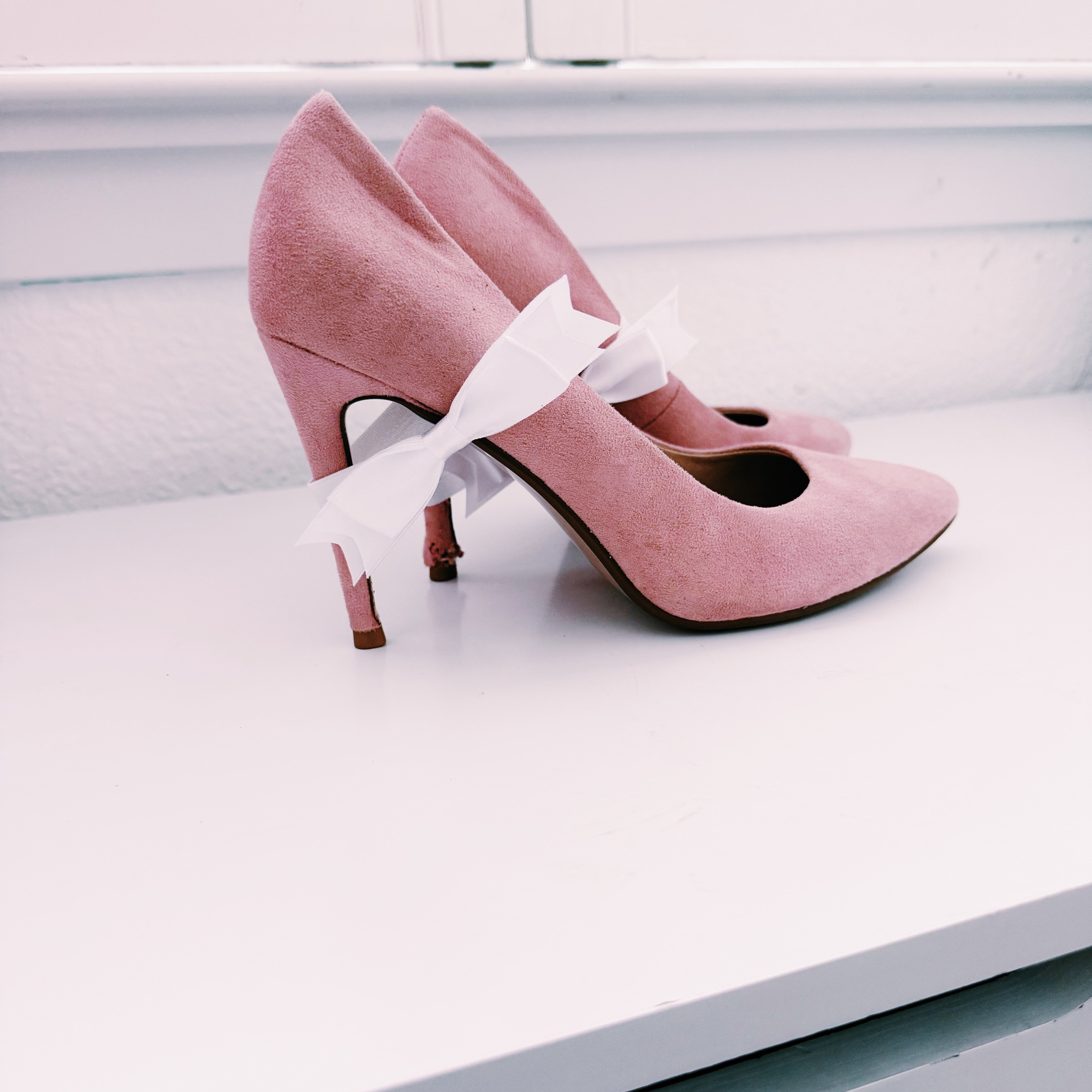 Pink Heels with White Enchantress Heel Straps