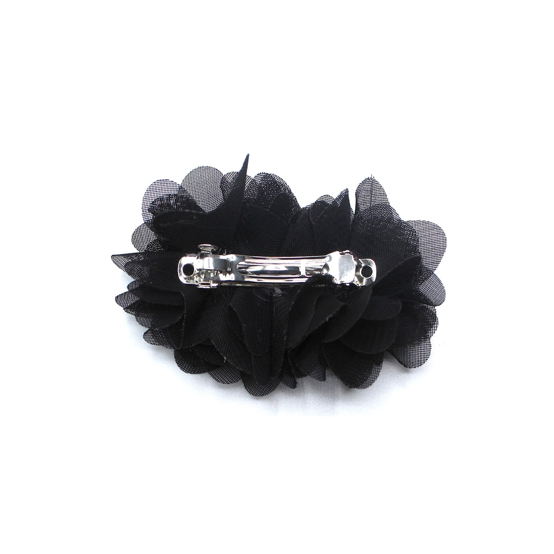 Black Flower French Hair Barrette Back View