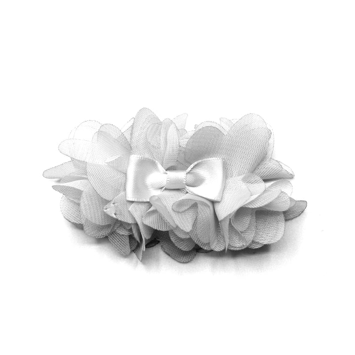 Satin Tye View of Flower White Hair Barrette